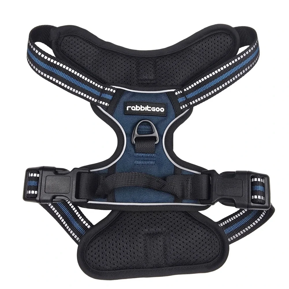 rabbitgoo Dog Harness Medium Blue No Pull Reflective Adjustable NEW